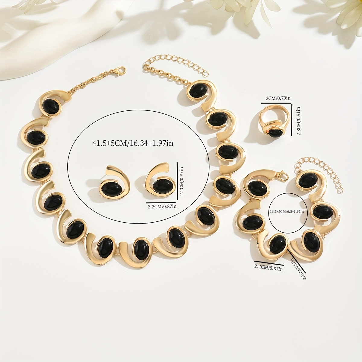Acrylic Geometric Spiral Jewelry Set - Necklace, Bracelet, Earrings, Ring